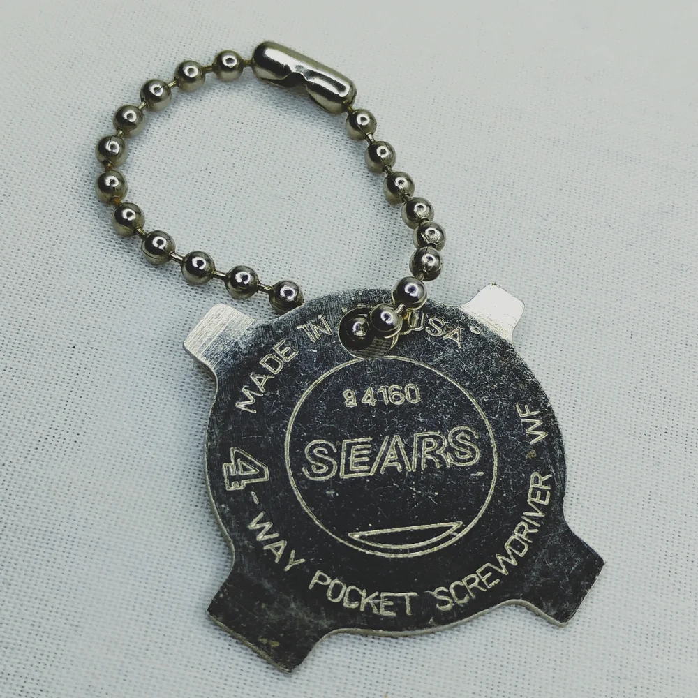 Vintage Sears Craftsman Silver 4 Way Pocket Screwdriver Key Ring / Keychain